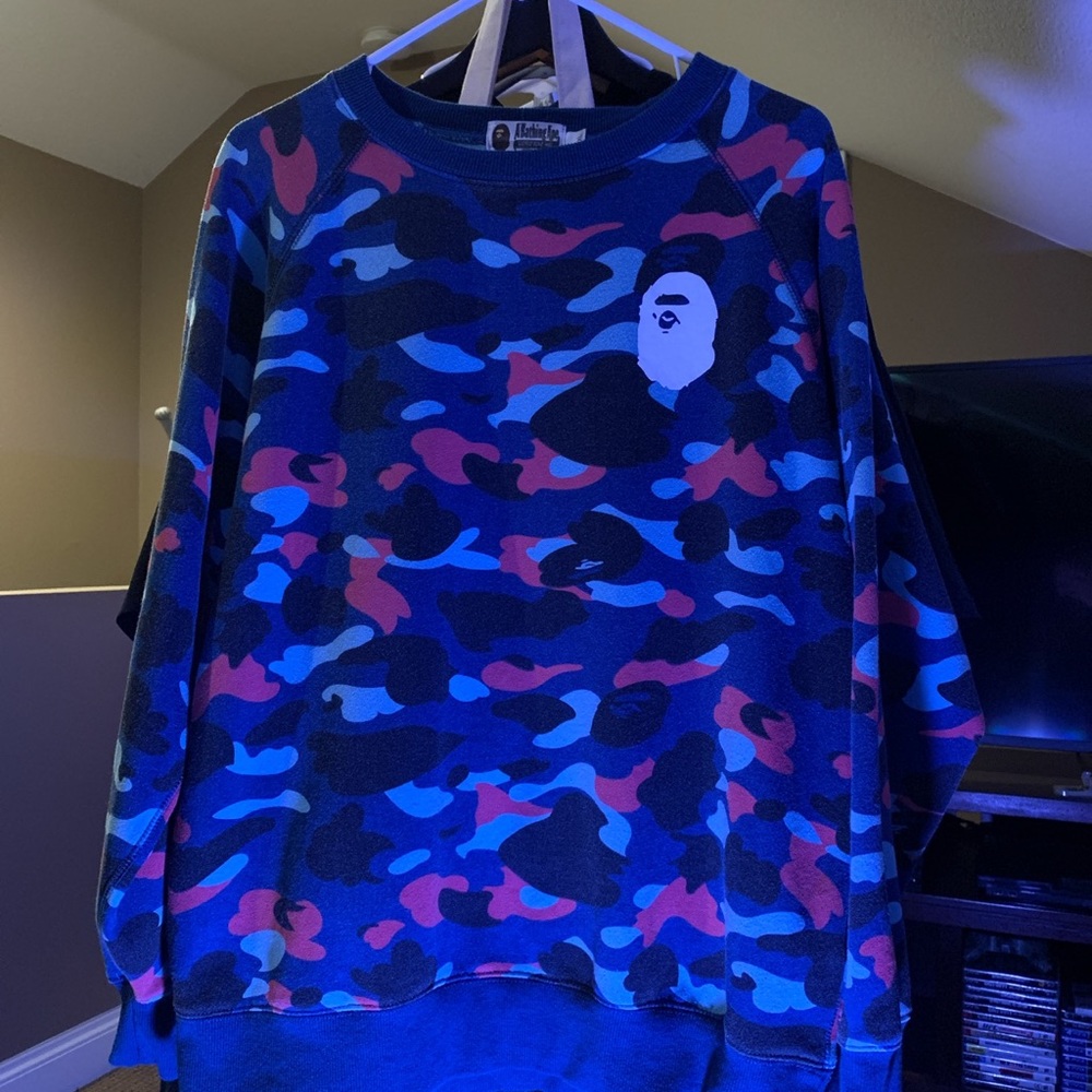 Bape Blue camo crewneck size XL